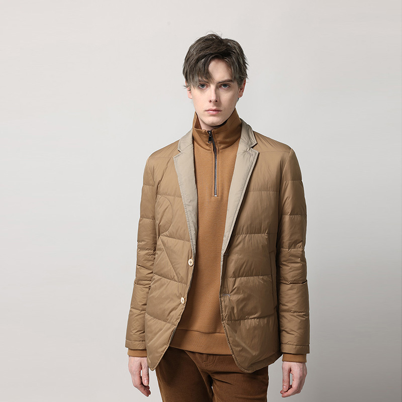卡其色休闲羽绒服RARE立领