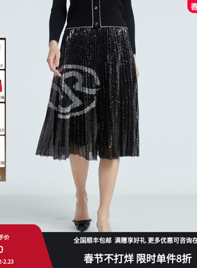 RARE威雅女装 秋冬黑色裙子女士半裙 RR2236464011