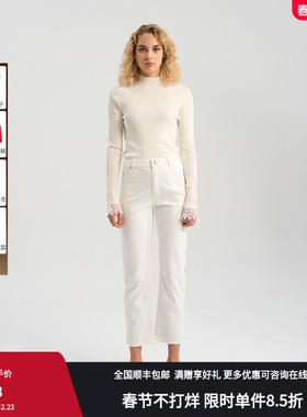 RARE威雅女装夏季女士白色半高领长袖毛衣薄RR2245241309