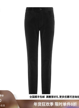 RARE威雅男款奥莱黑色条绒后袋绣花休闲裤