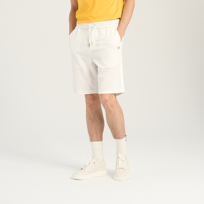 RARE威雅男裤2025夏季新款五分裤男士舒适白色立体提花休闲短裤,男装,短裤,淘宝优惠券,粉丝福利购,淘宝优惠卷
