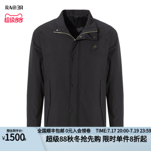 RARE威雅男装奥莱秋冬黑色撞金色中长款时尚基础款男棉服