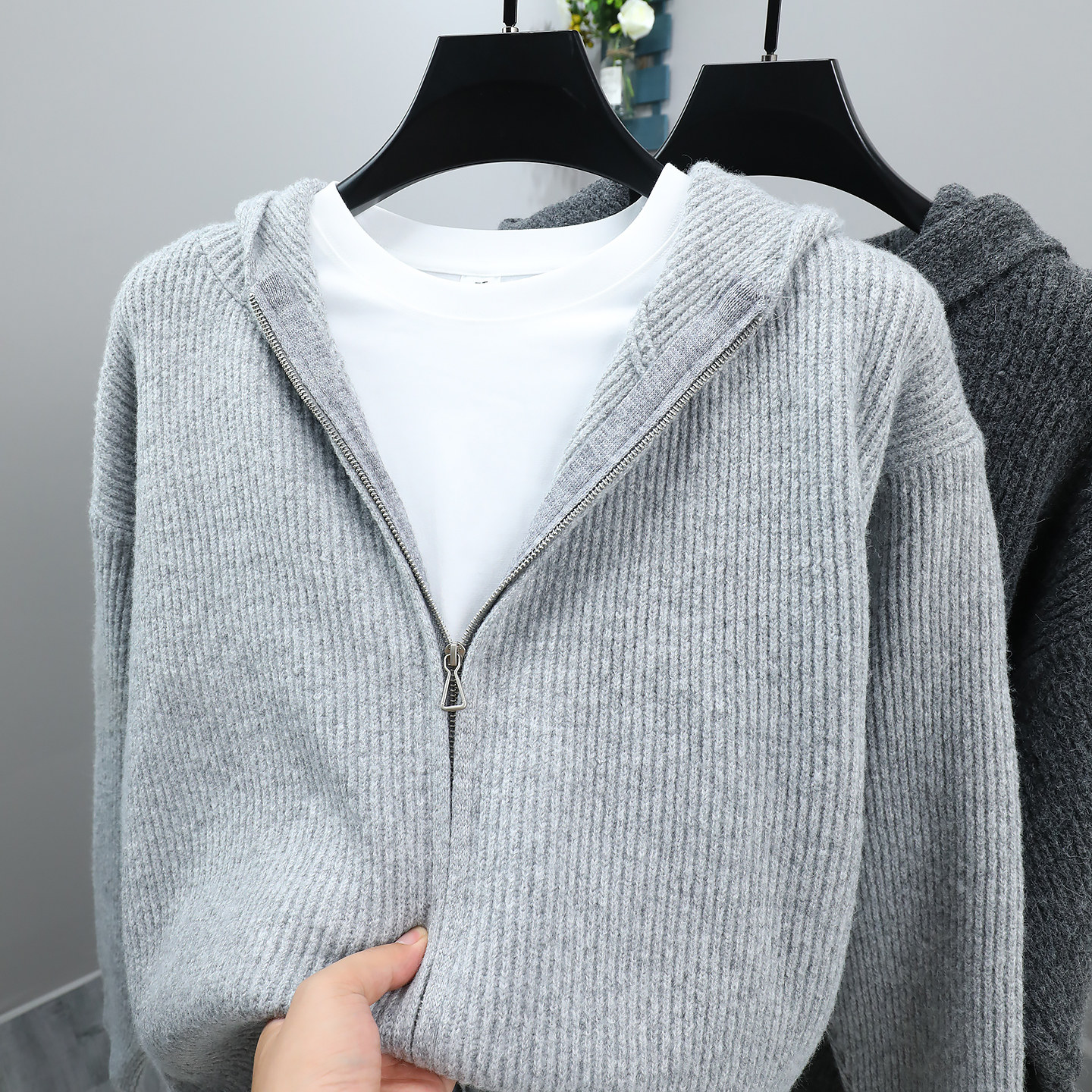 连帽针织开衫男拉链2025秋季新款