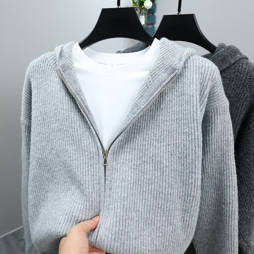 连帽针织开衫男拉链2025秋季新款