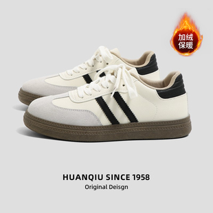 情侣款 板鞋 2025新款 经典 女 低帮百搭厚底平底小白鞋 环球加绒德训鞋