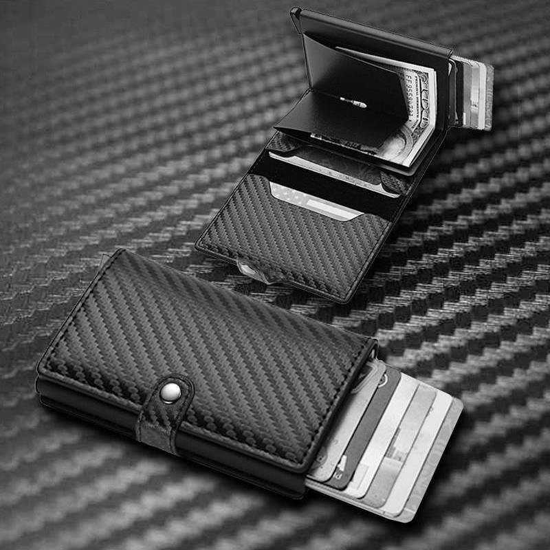 RFID Blocking Credit Card Holder for Men Women Metal carbon