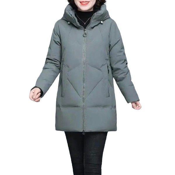 Middle-Aged Cotton Padded Jacket Plus Size Solid Color