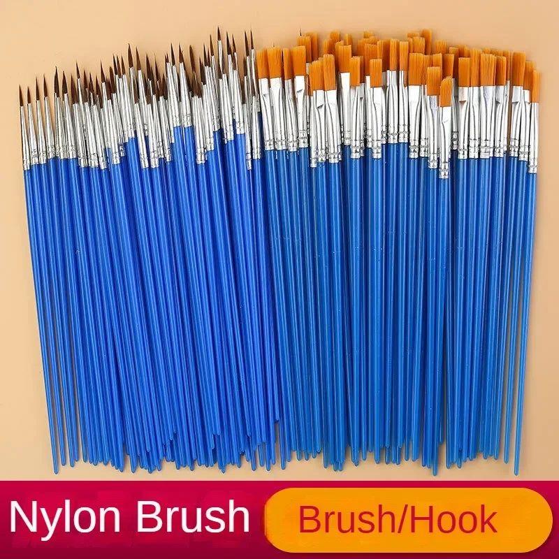 10/20/50Pcs Painting Brushes Set Art Round Flat Hair Nylon H