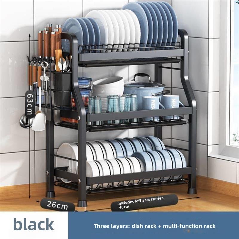 Dish Drying Rack 3Tier Kitchen Plate Organizer Storage Shelf