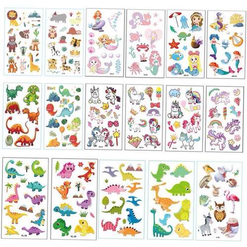 10pcs Dinosaur Mermaid Unicorn Kids Temporary Tatoo Sticker