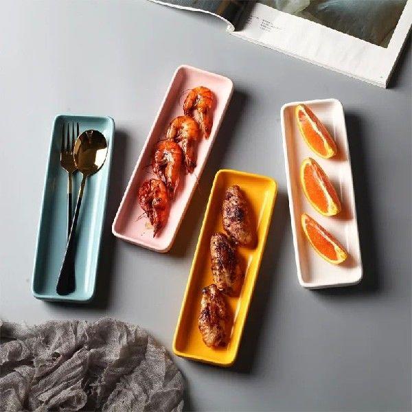 Nordic Ceramic Rectangular Sushi Long Plate Dessert Cake
