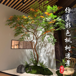 仿真绿枫树鸡爪槭假树景观天井橱窗软装造景植物组合绿植装饰摆件