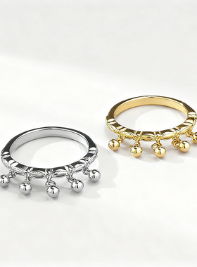 2025风铃铛流苏戒指时尚基础款戒指S925银日常百搭