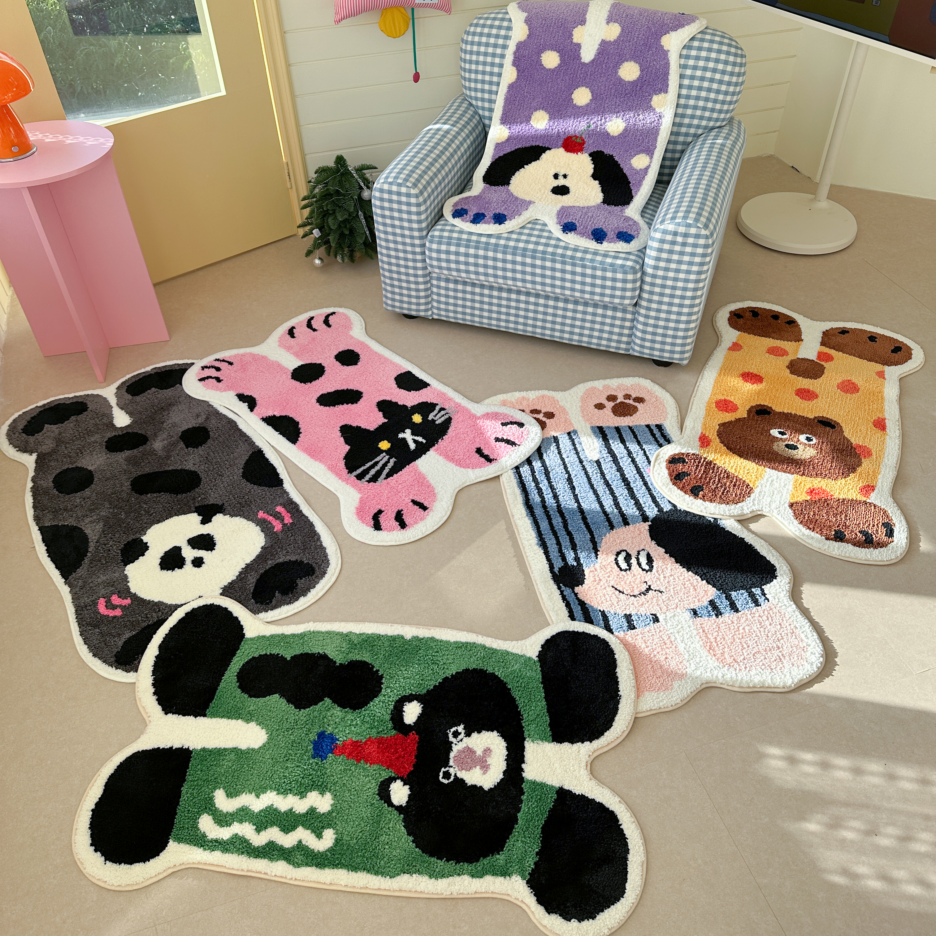 ins风圈绒地垫耐磨防滑床边毯