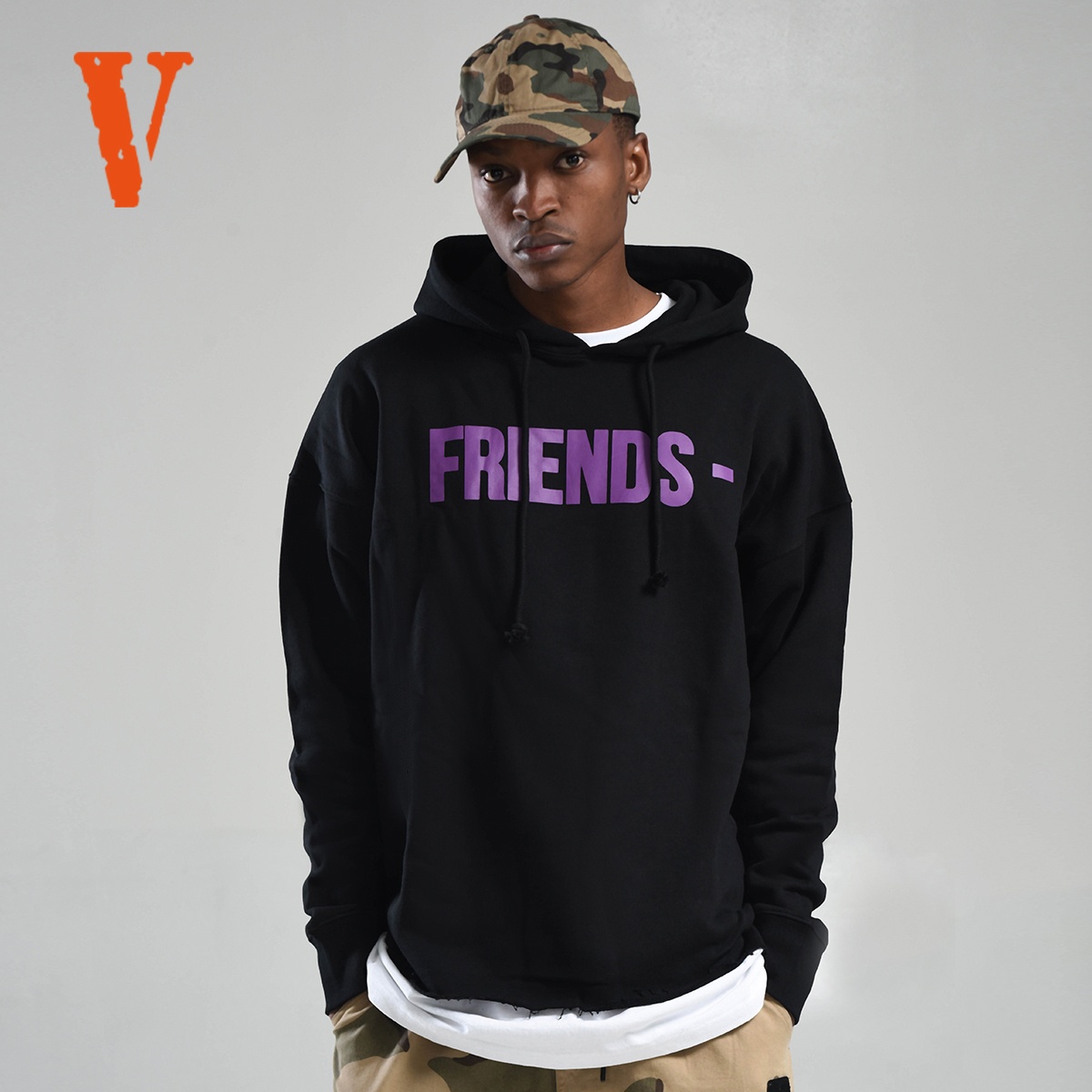 VLONE Hoodie Friends 经典大Logo连帽卫衣 男女同款 黑色