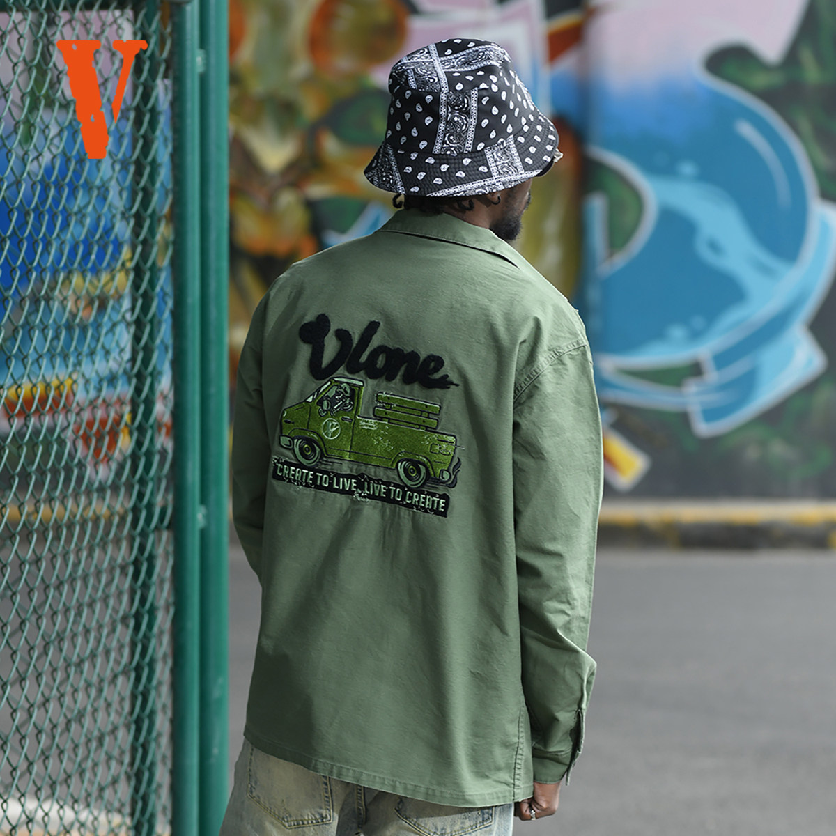 VLONE Army Shirt 军事风植绒刺绣重磅长袖衬衫 男女同款