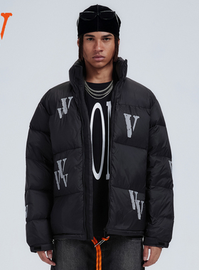 VLONE 3M反光系列 满天星面包LOGO刺绣宽松立领加厚羽绒服 情侣款