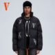 VLONE 情侣款 3M反光系列 满天星面包LOGO刺绣宽松立领加厚羽绒服