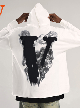 VLONE烟雾恶魔系列Smoke Demon Angel撞色天使V字连帽卫衣情侣款