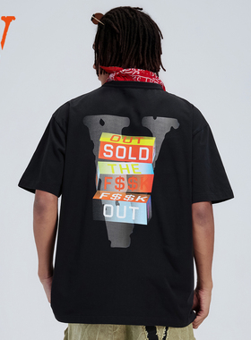 VLONEFRIENDS- 彩砖激语大LOGO印花 水洗宽松短袖T恤 男女同款