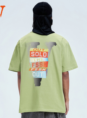 VLONEFRIENDS- 彩砖激语大LOGO印花 水洗宽松短袖T恤 男女同款