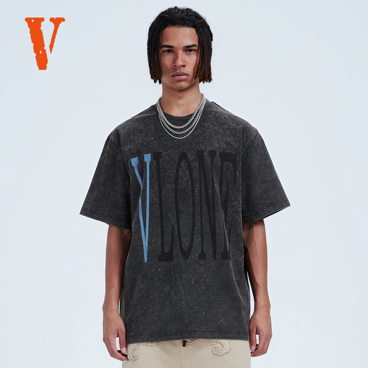 VLONE STAPLE原色水洗大LOGO印花宽松短袖T恤 男女同款