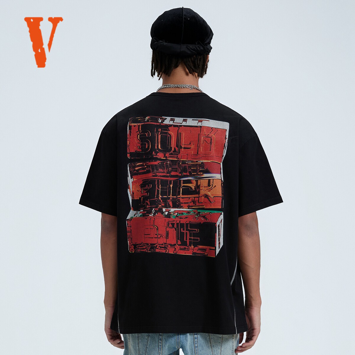 VLONE 美款 [BBB]系列 一砖一瓦 烫钻印花做旧水洗 短袖T恤男女款