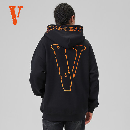 VLONE 大logo系列 标语字母刺绣连帽开衫拉链卫衣 男女同款
