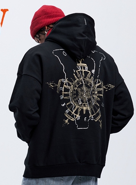 VLONE圣诞限定圣夜星章大LOGO烫银发泡印花铆钉镶嵌连帽卫衣情侣