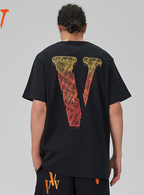 VLONE STAPLE渐变大LOGO印花短袖T恤男女同款黑橙白绿
