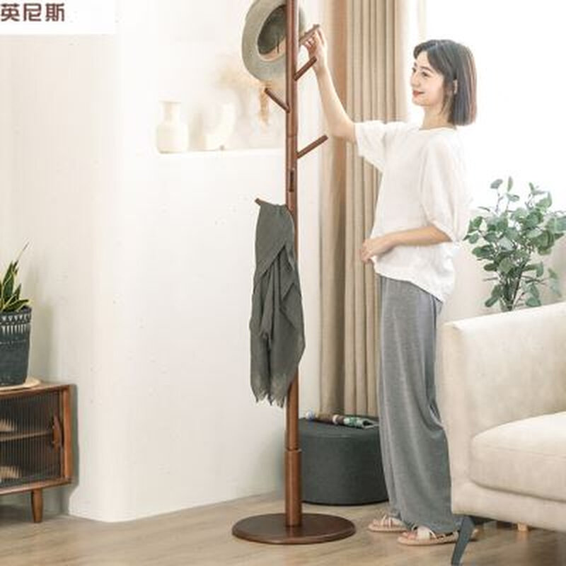 英尼斯 简易实木衣帽架落地创意衣架简约现代挂衣架卧室衣服架子
