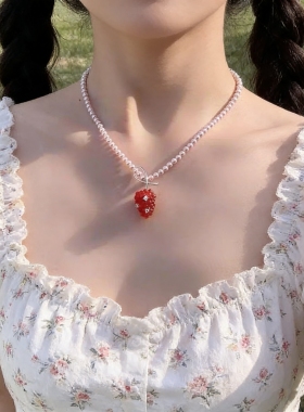 「元气树莓」ins韩小众甜美可爱少女珍珠项链女短款锁骨颈链配饰