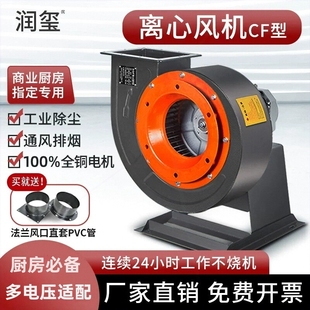 润玺CF离心管道风机220V380V强力排油烟蜗牛抽风机通风工业厨房
