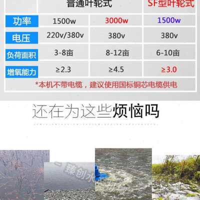 爆品增氧机叶轮式增氧机超级叶轮不锈钢鱼塘打氧泵养殖三相大功品