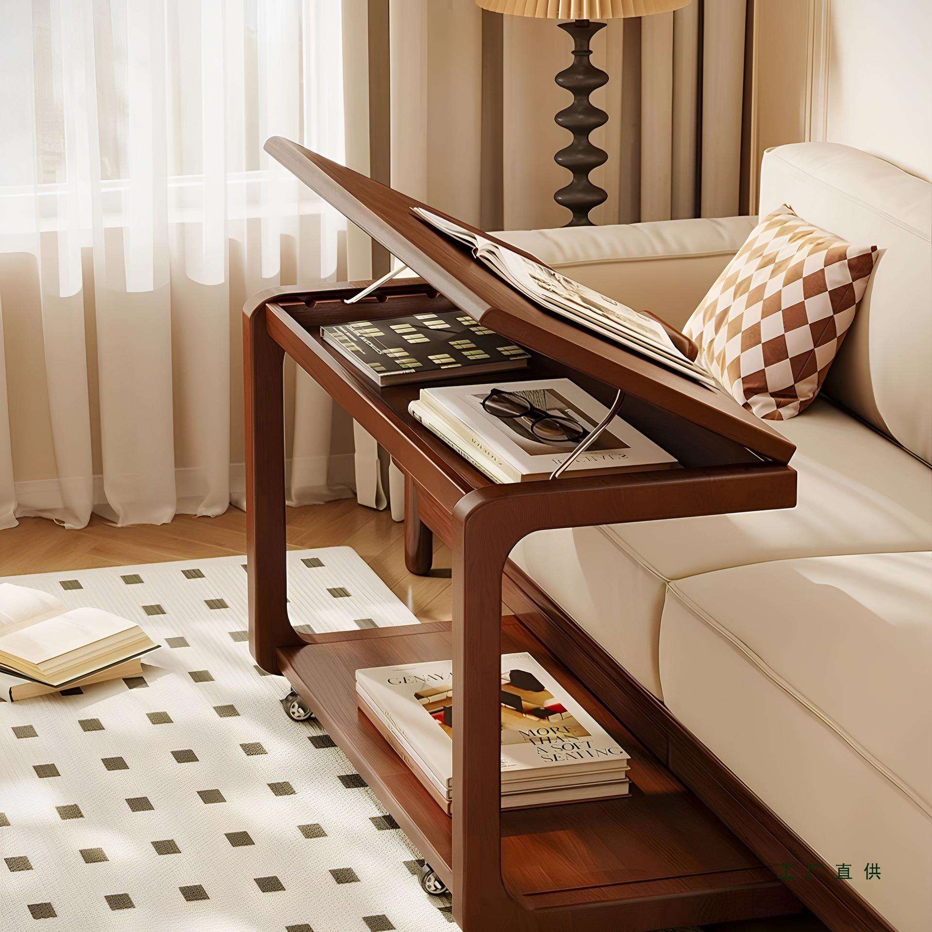 实木边桌沙发边几可移动茶几客厅角几翻盖床头桌子床头柜小茶台w&