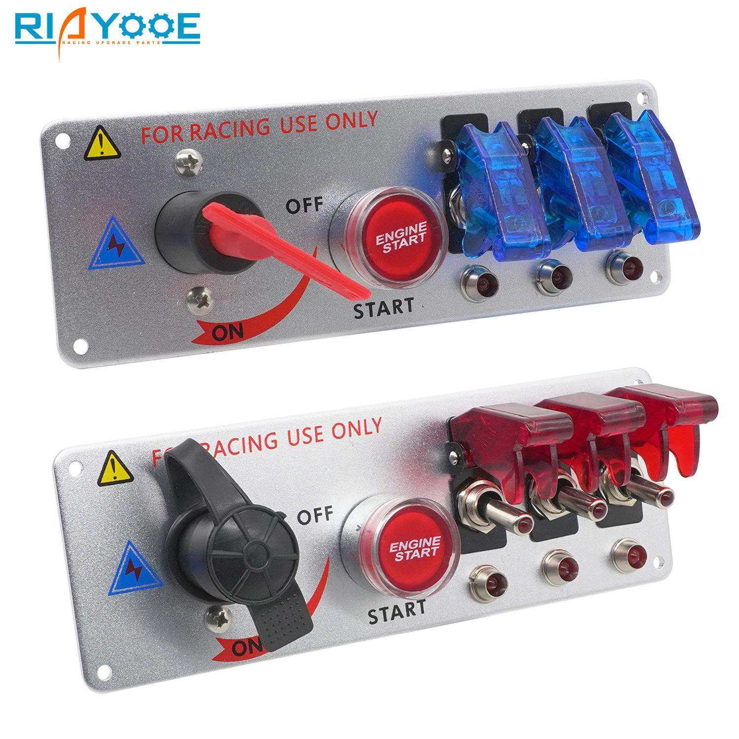 汽车12VLED点火一键启动断电总开关旋钮拨动4联通用4合1面板开关