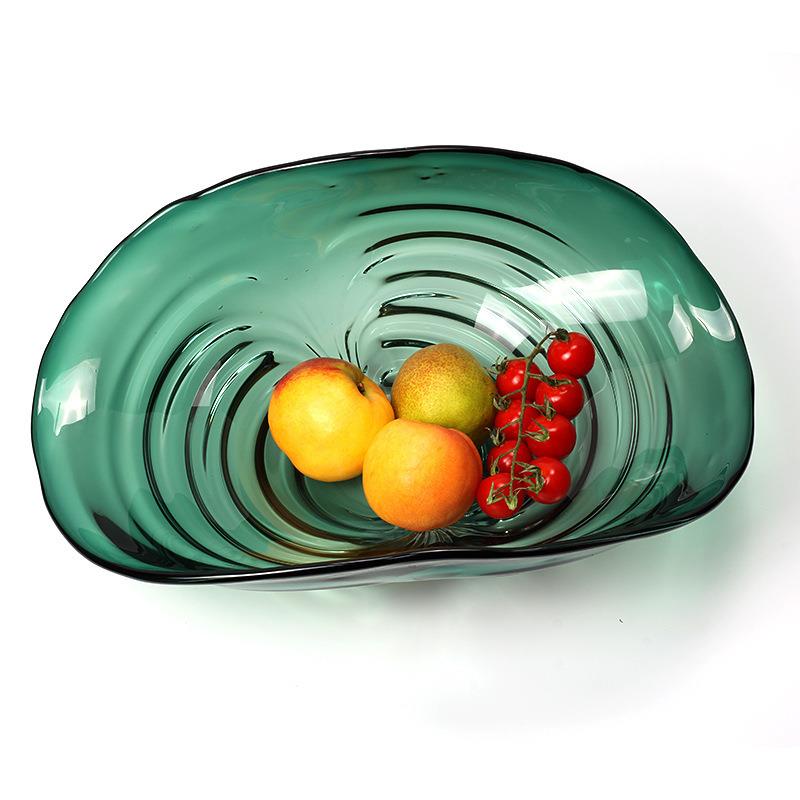 简约现代扇贝形玻璃果盘软装饰品售楼处桌面茶几售楼处果盆摆件