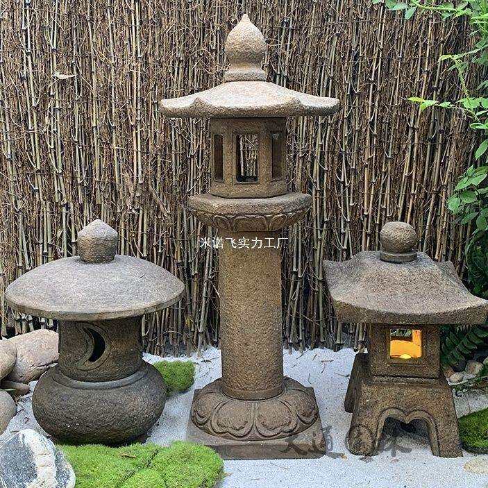 太阳能石灯笼青石仿古做旧石灯宫灯庭院灯草坪灯日式庭院装饰摆件