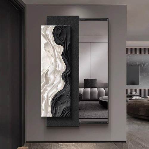 轻奢隐藏式全身镜装饰画推拉隐藏式穿衣镜隐形玄关卧室试衣镜子画