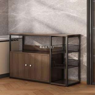 厨房置物架带柜门台面防尘落地免打孔多层放调料调味多功能储物柜