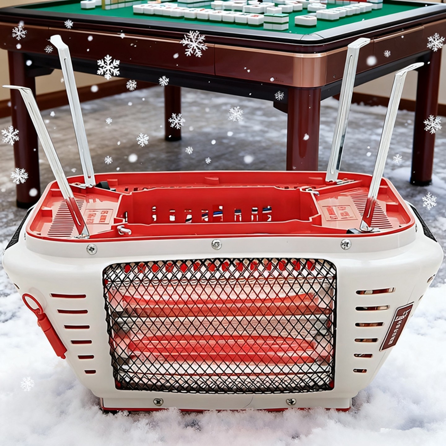 宝琦豪华款取暖器四脚麻将机通用面吊挂型取暖器麻将桌下烤火炉四