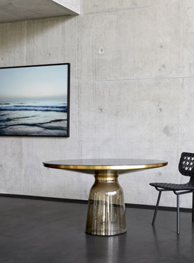 德国进口正版 ClassiCon 玻璃圆餐桌 Bell High Table大理石