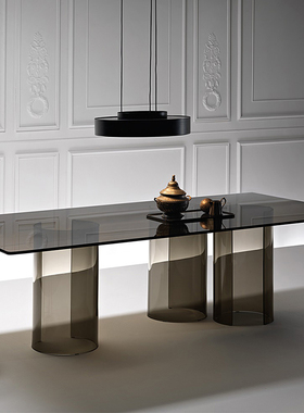 意大利进口正版 Fiam 玻璃餐桌 luxor 书桌办公桌会议桌