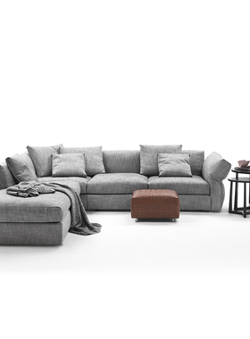 意大利进口正版Flexform 组合沙发 Newbridge皮革布艺转角现代意