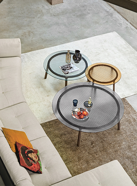 意大利进口正版 Fiam 咖啡桌 Cannage 玻璃茶几边几