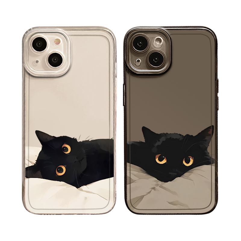 枕头黑猫适用一加15手机壳12/13/3v小众ace5至尊2pro魅族22套21/11新款1+10猫咪20小猫9r透明8t/oppo/oneplus