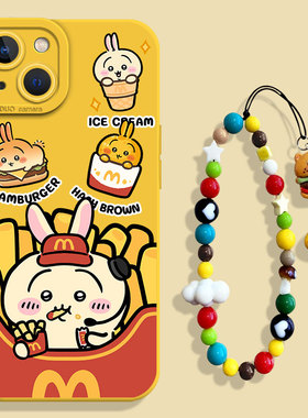 m记乌萨奇适用苹果17Air手机壳iPhone16promax麦门13带挂绳chiikawa新款15黄色11/14/12mini/x/xr/xs/8plus/7