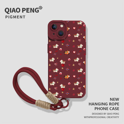 带挂绳格子小马适用小米17promax手机壳14红色12新年13马年note15红米k90k80k70k60k50k40本命年11/10/turbo4