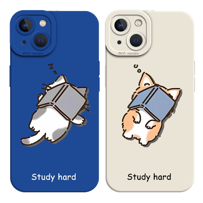 适用好好学习猫狗手机壳小米硅胶