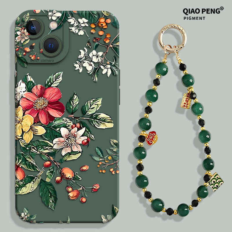 适用小米红米手机壳挂绳复古花卉